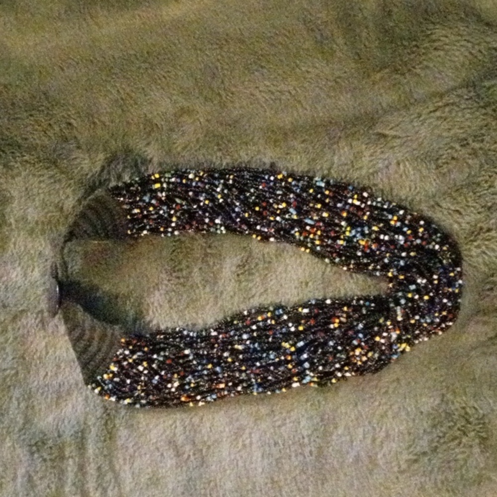 Multi Colored Beaded Necklace with Button closure